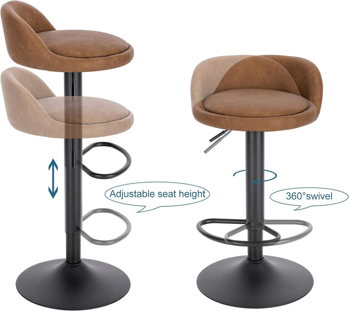 EUGAD Barhocker 2er Set 360° Drehstuhl Barstuhl mit Rückenlehne Fussstütze 120kg belastbar höhenvers