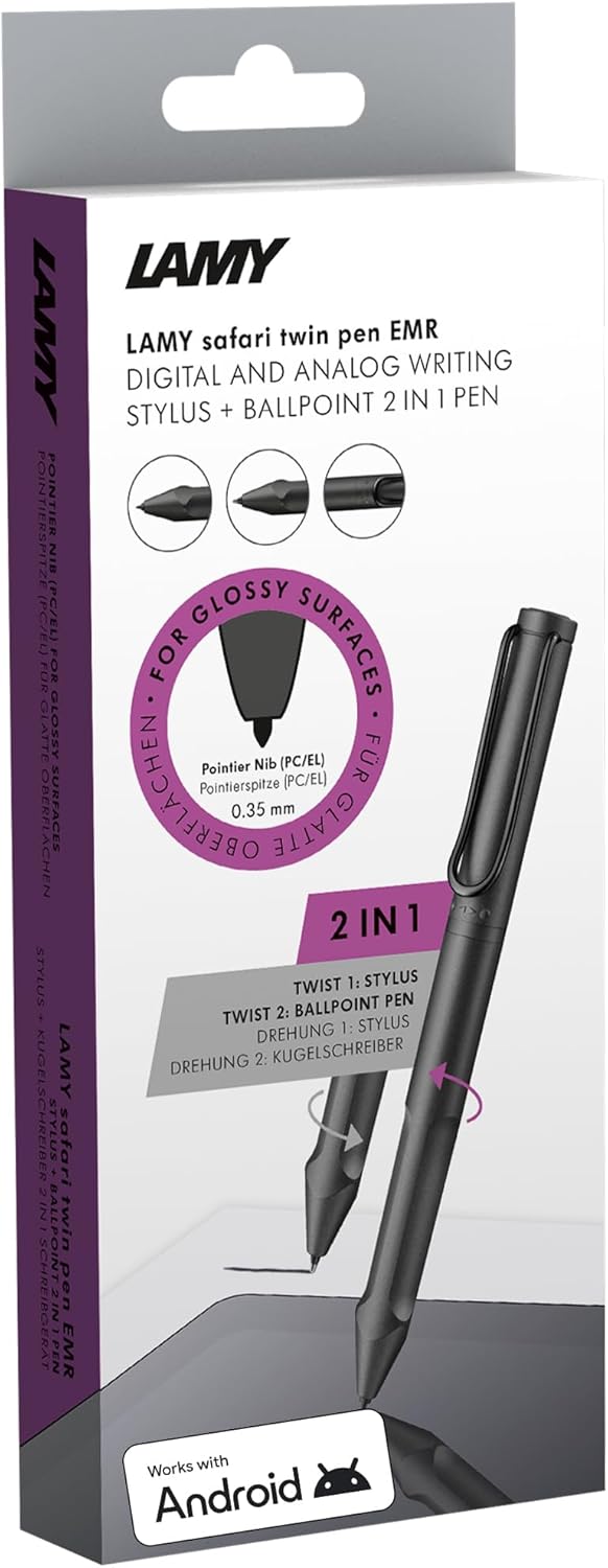 LAMY safari twin pen all black EMR Stylus 2-in-1 Kugelschreiber in der Farbe Schwarz für den flexibl