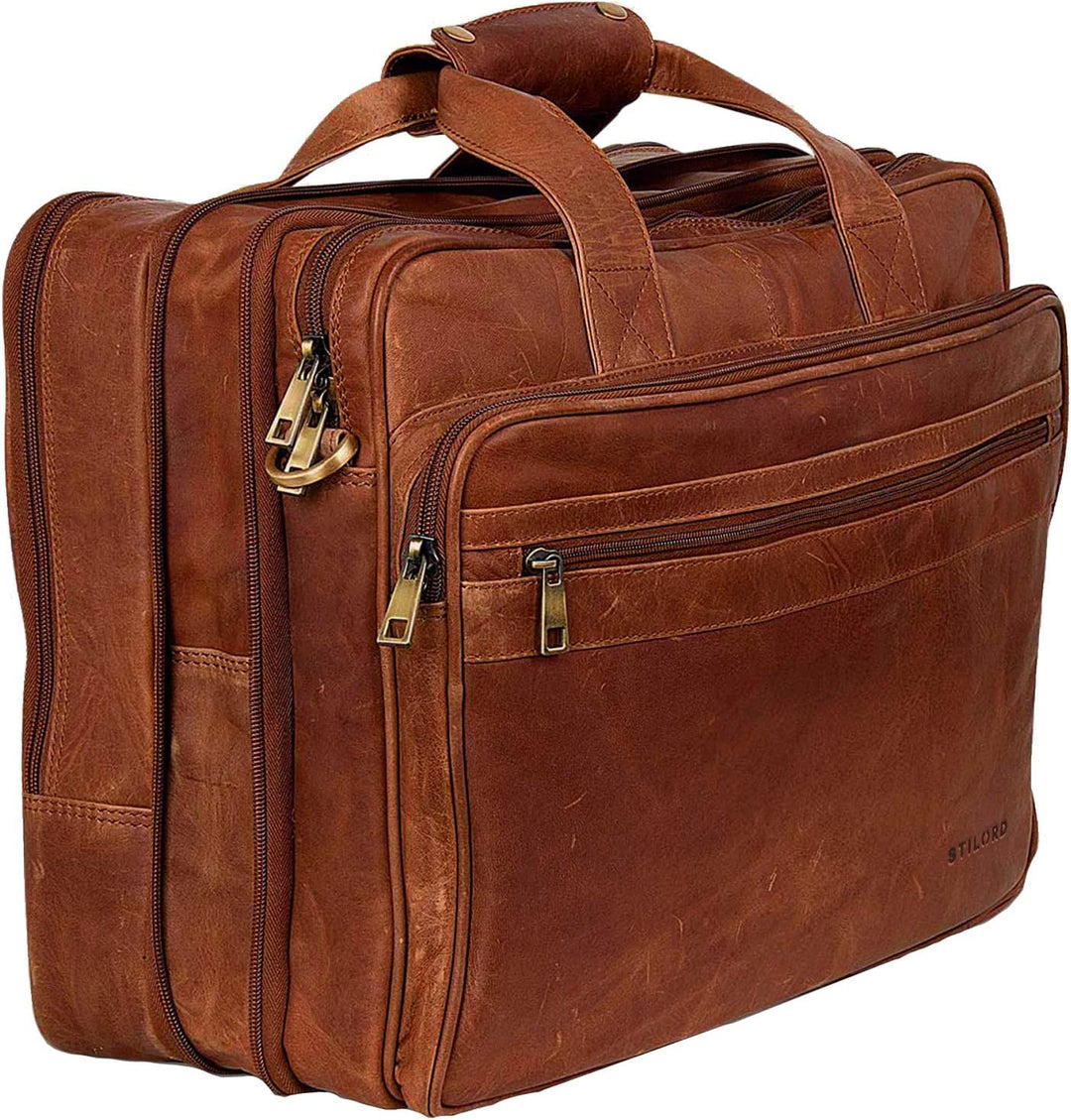STILORD 'Leopold' XL Echtleder Aktentasche - der verbesserte Geheimtipp für Lehrerzimmer & Büro - Bu