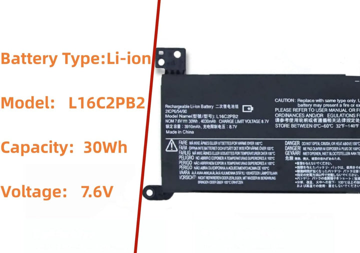 PUGASR L16C2PB2 Laptop Akku Kompatibel mit Lenovo IdeaPad 320-14AST 320-14IAP 320-14IKB 320-15ABR 32