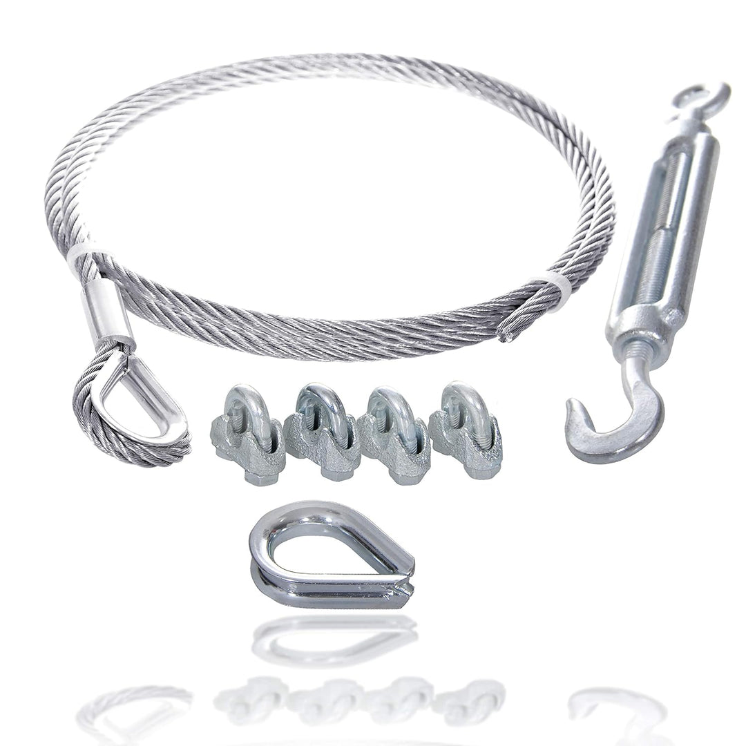 Drahtseile24 Drahtseil Set mit 4x Drahtseilklemmen, 1x Kauschen & 1x Seilspanner | Drahtseil spannen