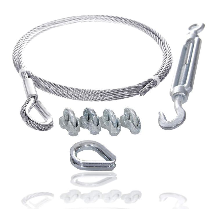 Drahtseile24 Drahtseil Set mit 4x Drahtseilklemmen, 1x Kauschen & 1x Seilspanner | Drahtseil spannen