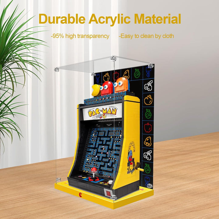 cooldac Acryl Vitrine Box für Lego-10323 Icons PAC-Man Spielautomat Bausteine Modell, staubdicht Tra