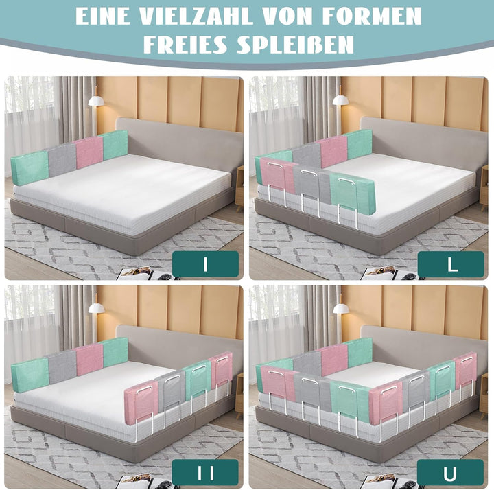 SUBTLETY 60cm Baby Bettgitter mit Leinen Softpack 5-Loch Höhenverstellbar Rausfallschutz Kinderbettg
