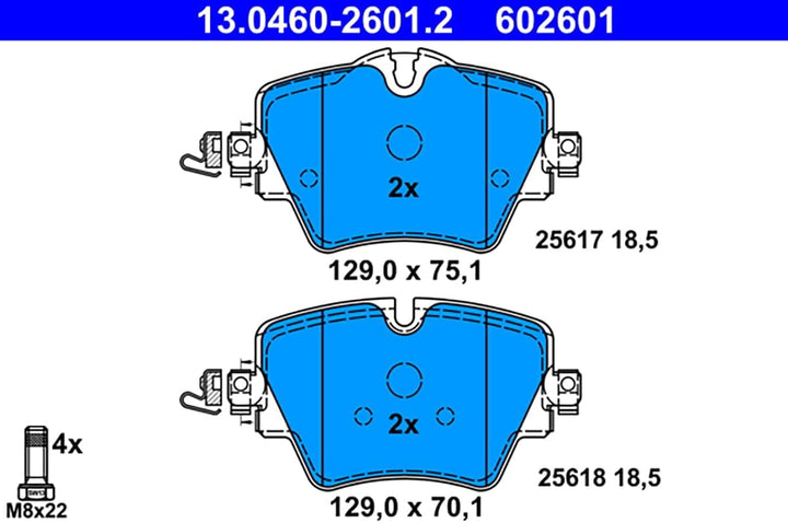 ATE Original Bremsbeläge - Belagsatz - für Scheibenbremse - 13.0460-2601.2 - ECE-R90 Strassenzulassu