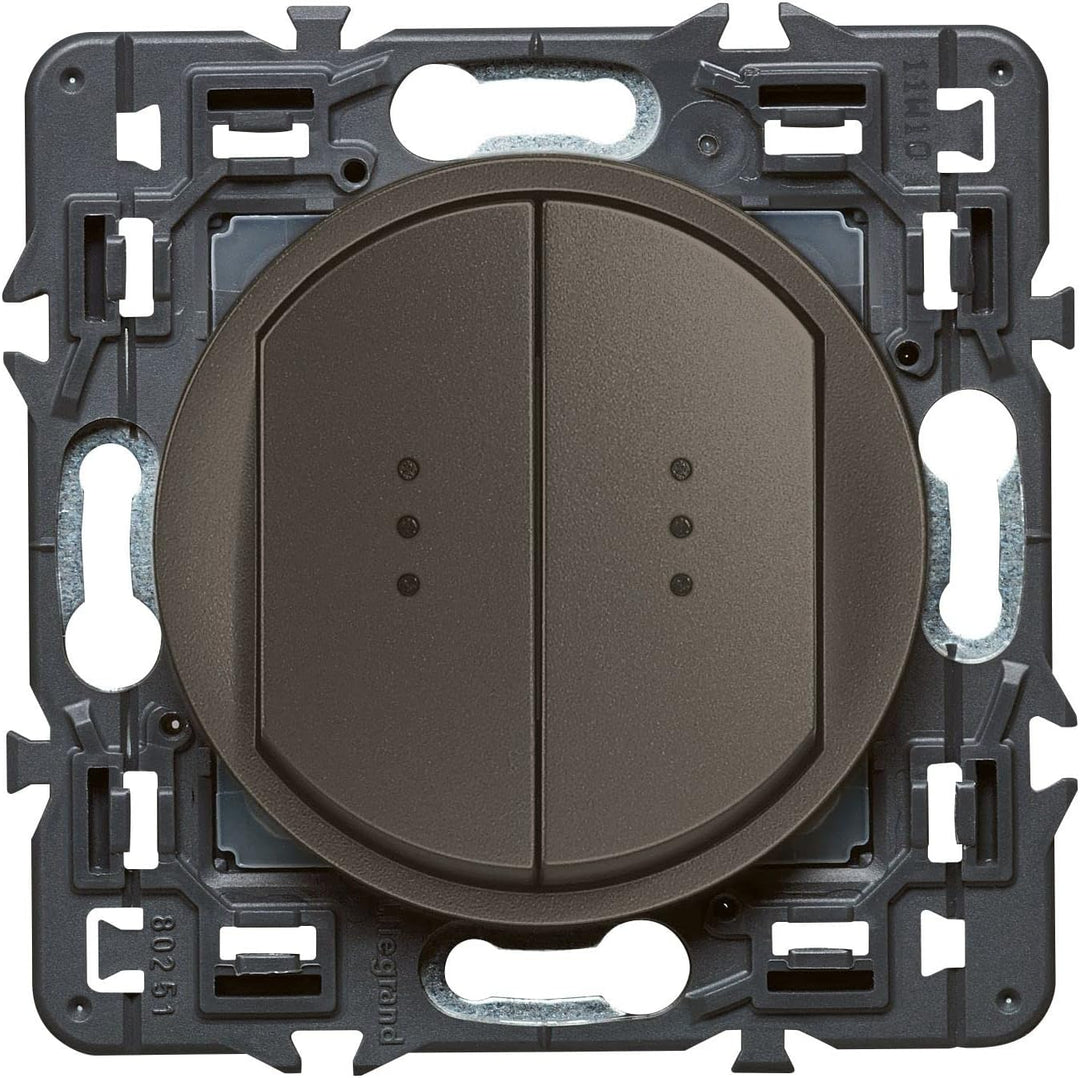 Legrand Céliane Lichtschalter, einfach, schwarz, 099524, 250 voltsV Doppelt Graphit, Doppelt Graphit