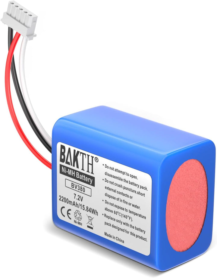 BAKTH 2200mAh 7.2V NiMH Akku echte Kapazität für Braava 380T, Braava 380, Braava 390T MINT Plus 5200