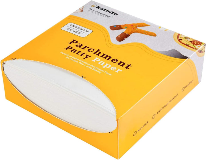 katbite Antihaft Burgerpapier 1000 Stück, 14x14 cm Backpapier für Burgerpresse, Grillzubehör, Trennp