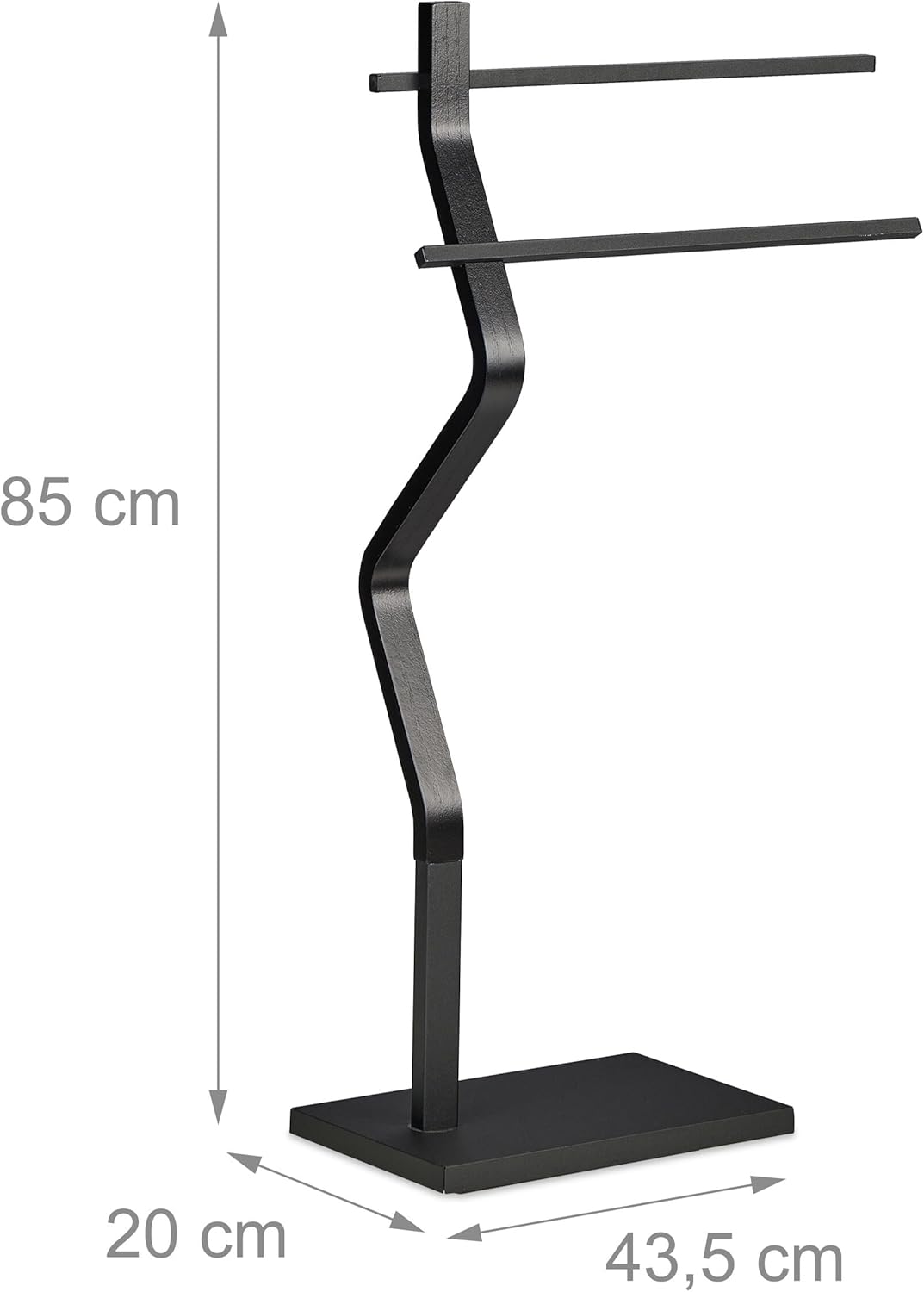 Relaxdays Handtuchständer geknicktes Design, 2 Metallstangen, HxBxT: 85 x 43,5 x 20 cm, Badständer,