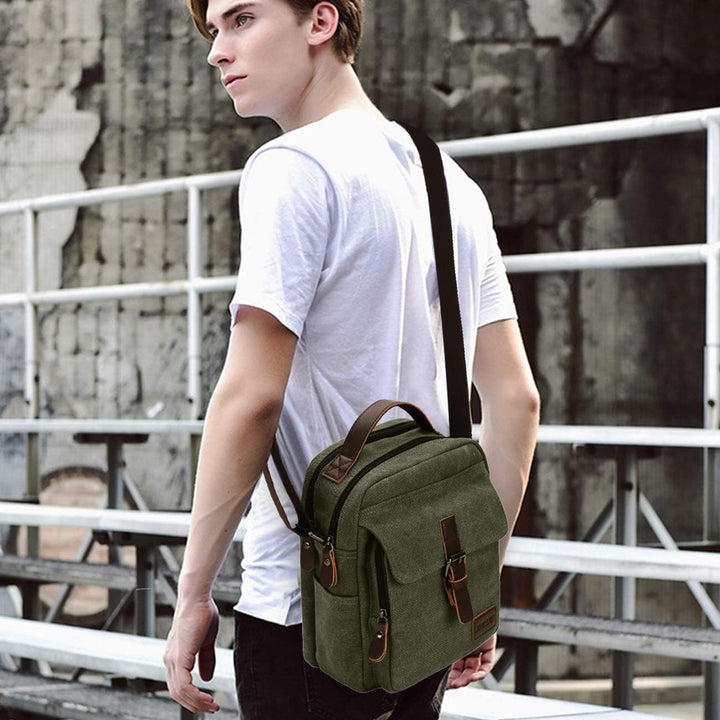 Ravuo Herren-Umhängetasche, wasserdicht, kleine Umhängetasche, Handytasche, Segeltuch, Unisex, Messe