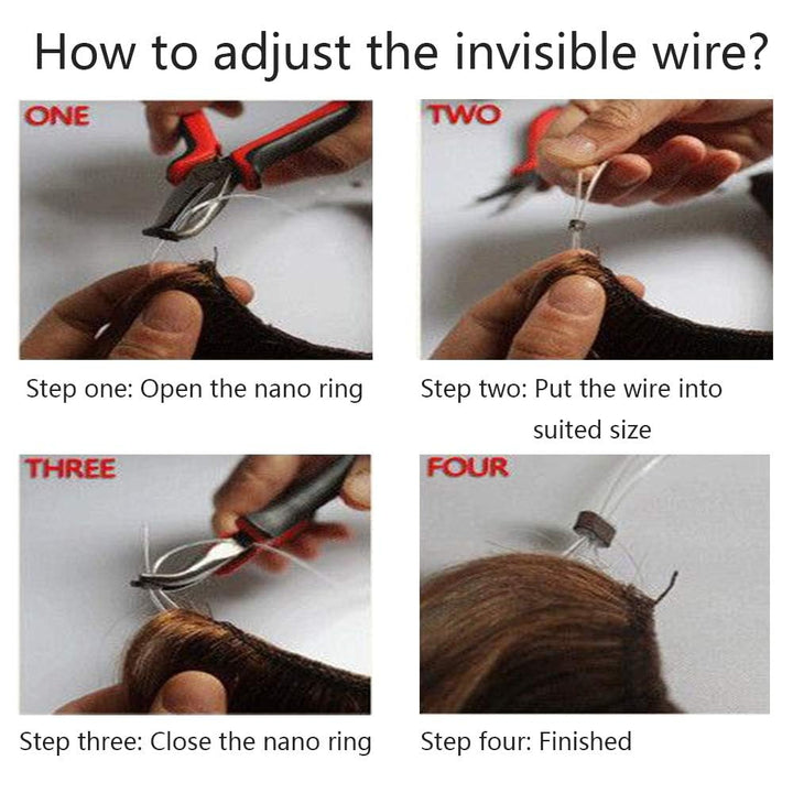 Silk-co Extensions Echthaar mit transparenter Schnur, Wire in Extensions Goldenbraun Highlights Blei