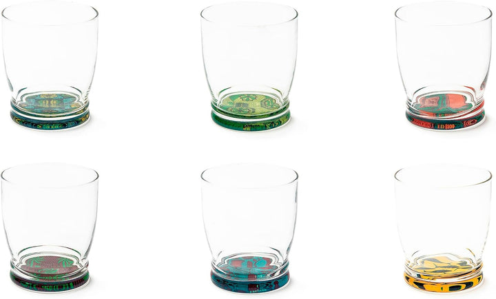 Excelsa Afrika Set 6 Gläser mit dekoriertem Boden, Ml. 340, Durchmesser 8 cm, Glas