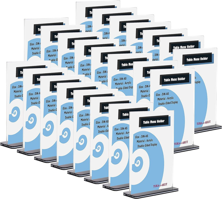 TUKA 20er Tischaufsteller A5 Hochformat mit Sockelboden, Acryl Werbeaufsteller Tischständer Doppelse
