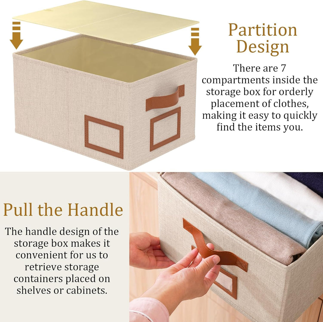 OUTBROS 3 Stück Aufbewahrungsboxen Stoff, Faltbare Aufbewahrungskiste Organizer mit Griff, Gross Auf