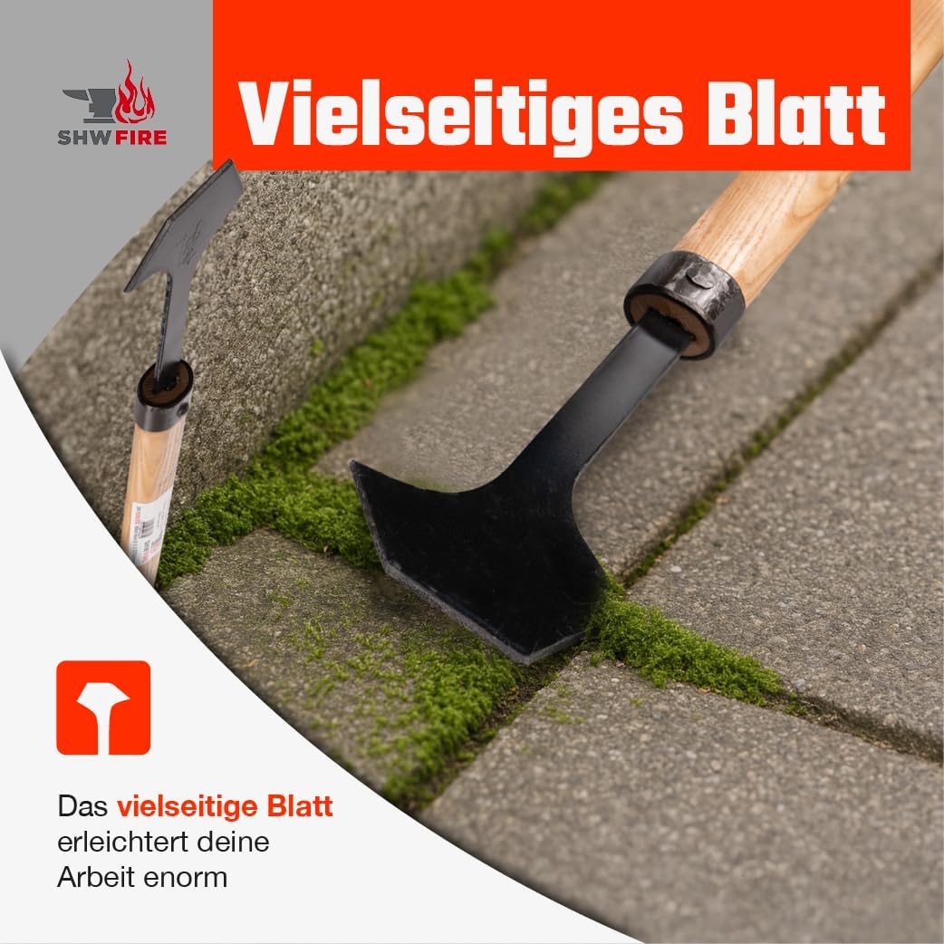 SHW-FIRE Fugenkratzer mit präzisem Schliff mit langem Holzstiel - perfektes Gartenwerkzeug für die U