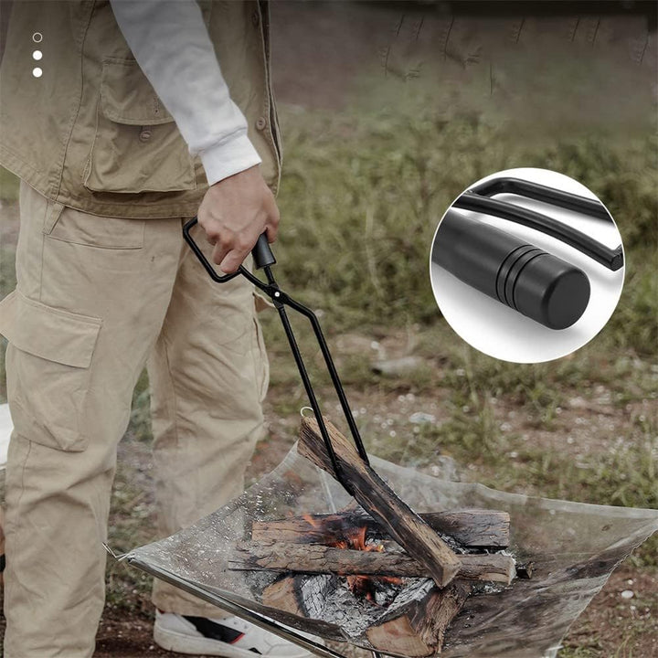 SPORTARC Robuste Gusseisen-Kaminzange, Edelstahl, Holzkohle-Feuerzange, BBQ, Brennholz-Clip, Camping
