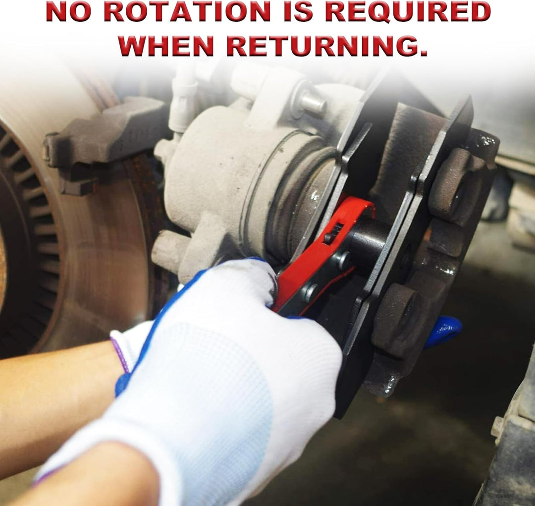 CHANG QI Bremssattelwerkzeug Ratschen Bremskolben-Rückstell-Werkzeug mit 2 Stahlplatten und 4 S Hake