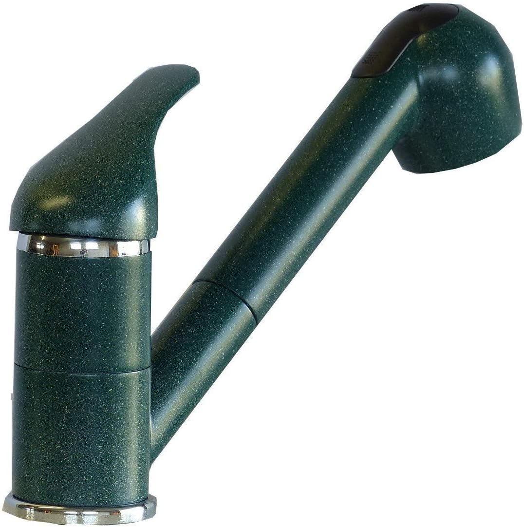 Einhebel Küchenarmatur, Spütisch, Armatur, Wasserhahn mit Brause, Granit Grün