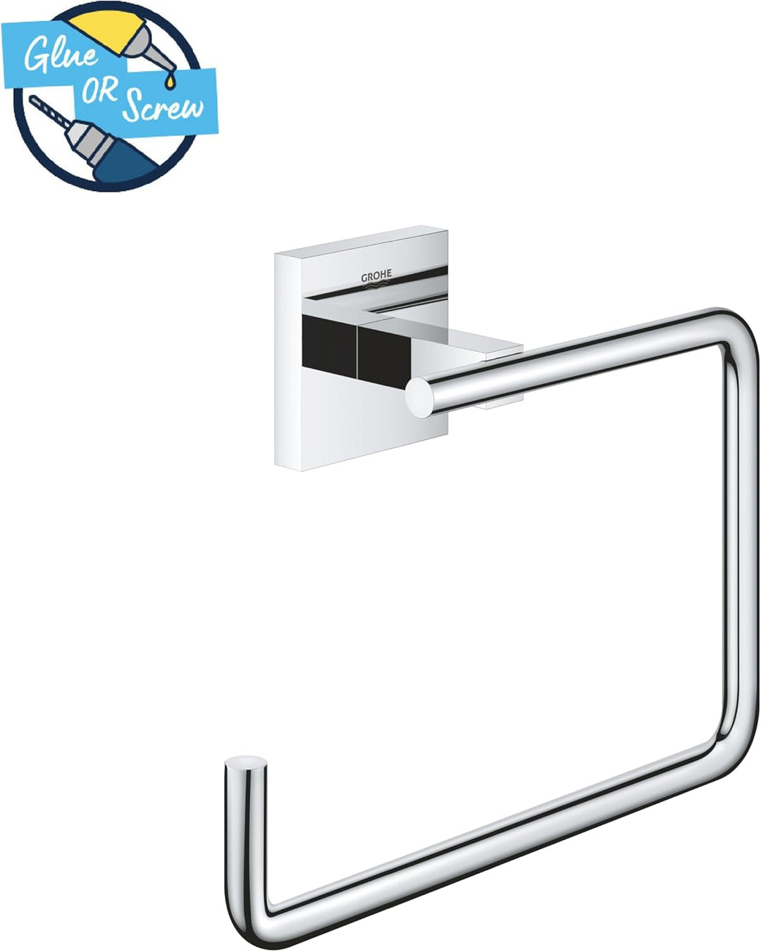 GROHE Start Cube - WC- Papierhalter (verdeckte Befestigung, Material: Metall), chrom, 40975000 + Kle