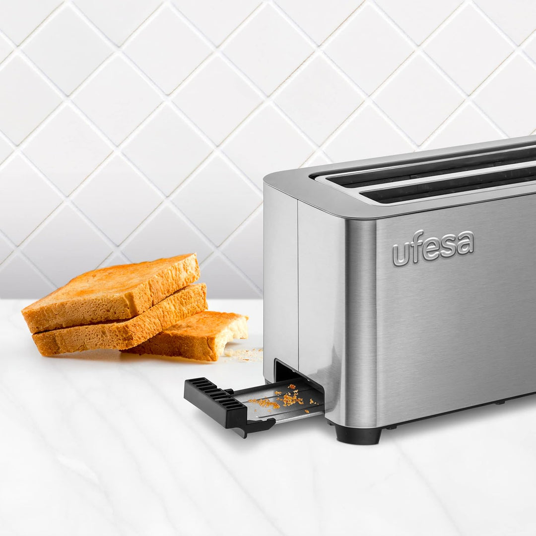 Ufesa Duo Plus Delux Toaster 2 Scheiben aus Edelstahl, LCD-Digitalbildschirm, 1400 W, Toaster Langsc