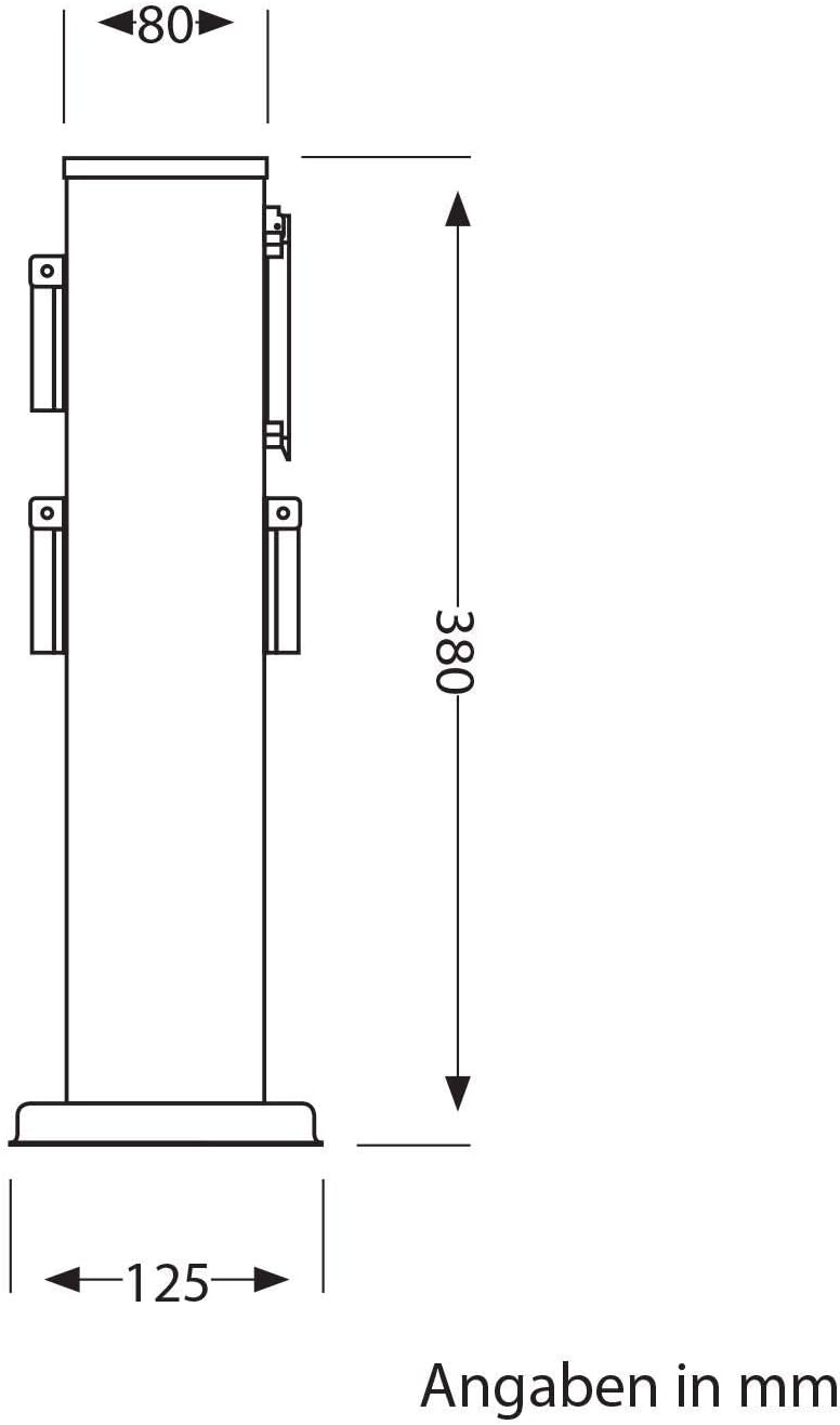 ledscom.de 2X Garten Steckdosensäule Polly für aussen, IP44, Timer/Zeitschaltuhr, 3-Fach, anthrazit,