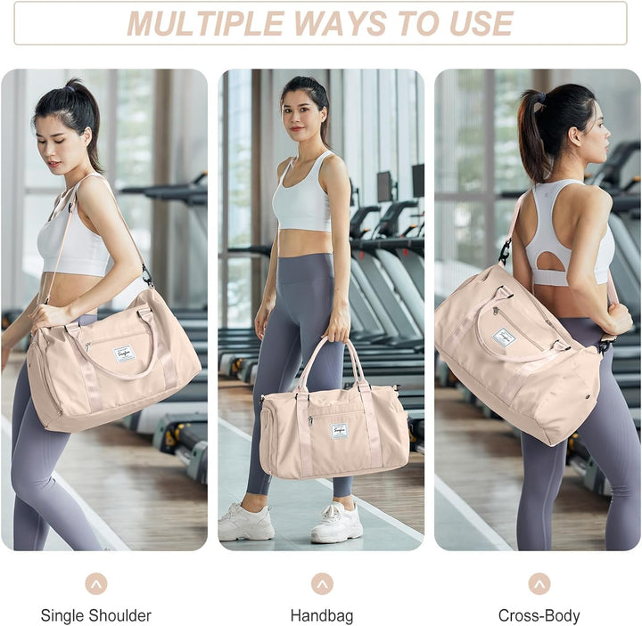 Sport Duffel Bag Damen,Handgepäck 45x36x20 für Ryanair Cabin Sporttasche mit Nassfach & Schuhfach Re