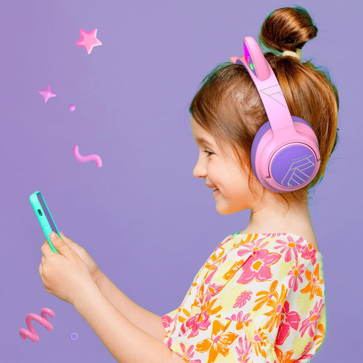 PowerLocus Bluetooth Kopfhörer Kinder, Kinderkopfhörer Over Ear mit 74/85/94dB Lautstärkebegrenzung,