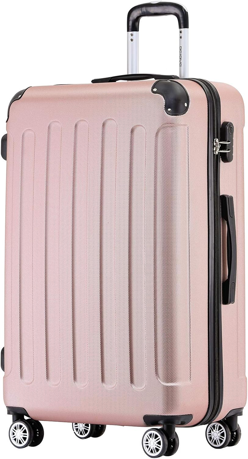 BEIBYE Zwillingsrollen Hardcase Reisekoffer Koffer Trolleys Hartschale in XL-L-M in 14 Farben (Rosag