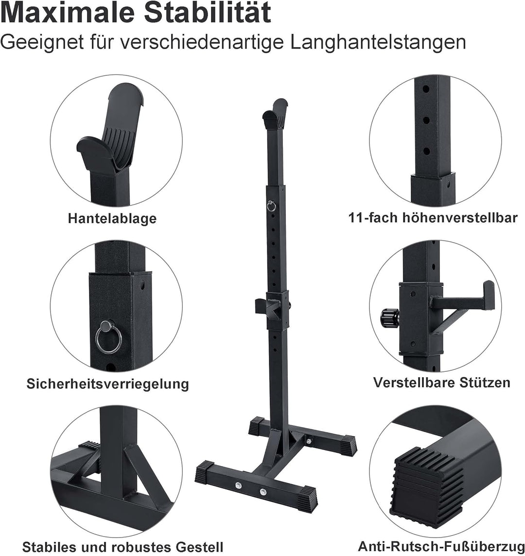 wuuhoo® Profi Langhantelständer Ramon, belastbar 300kg, Squat Rack höhenverstellbar, Hantelablage ex