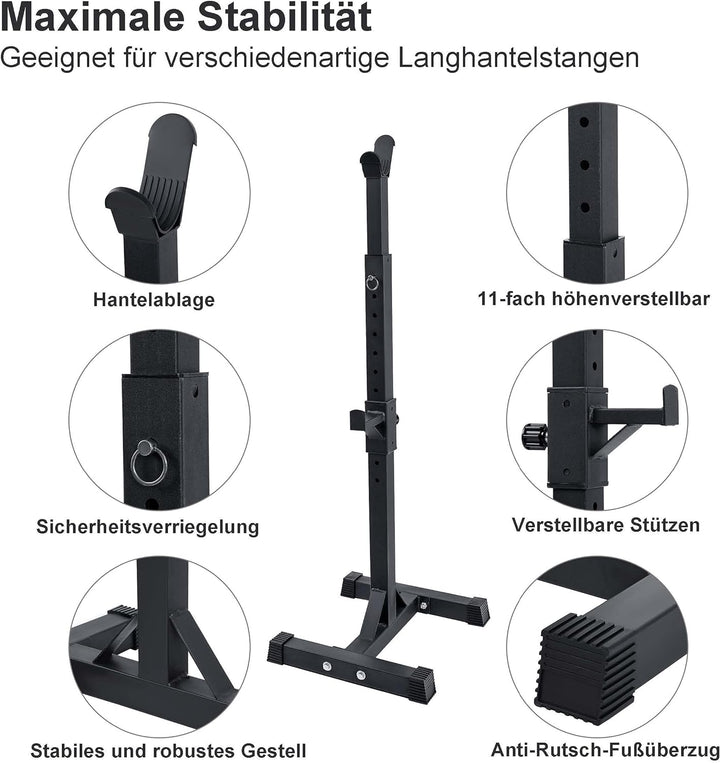 wuuhoo® Profi Langhantelständer Ramon, belastbar 300kg, Squat Rack höhenverstellbar, Hantelablage ex