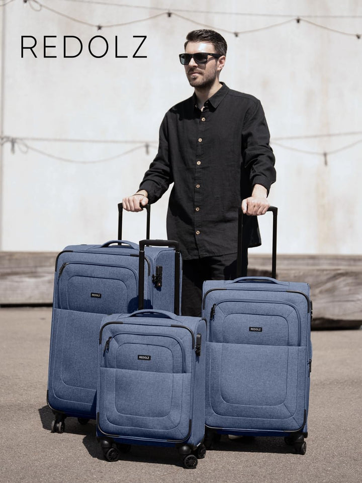 REDOLZ MEDIUM Weichschalen Koffer für Männer & Frauen | Leichter Trolley 67 cm mit 4 Doppelrollen &