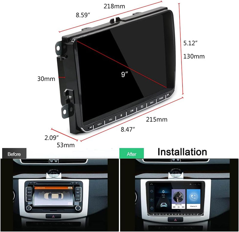 Podofo für VW Android Autoradio GPS 9 Zoll Touchscreen Bluetooth Autoradio Auto Radio Player für SEA