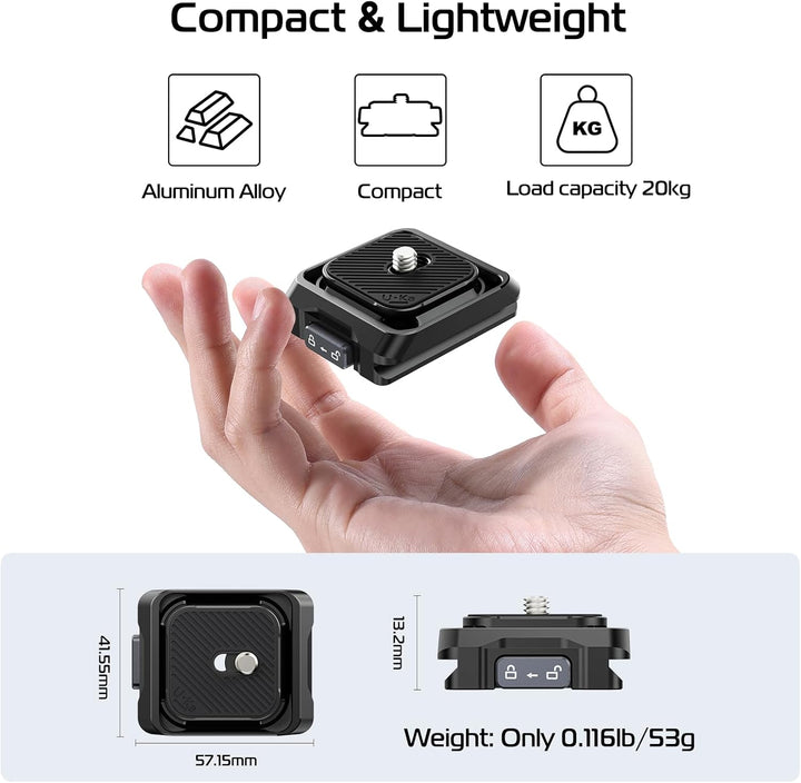 ULANZI Uka Quick Release Plate and Base Kit, UKA01 Kamera-Schnellwechselplatte mit 1/4', 3/8' Schrau