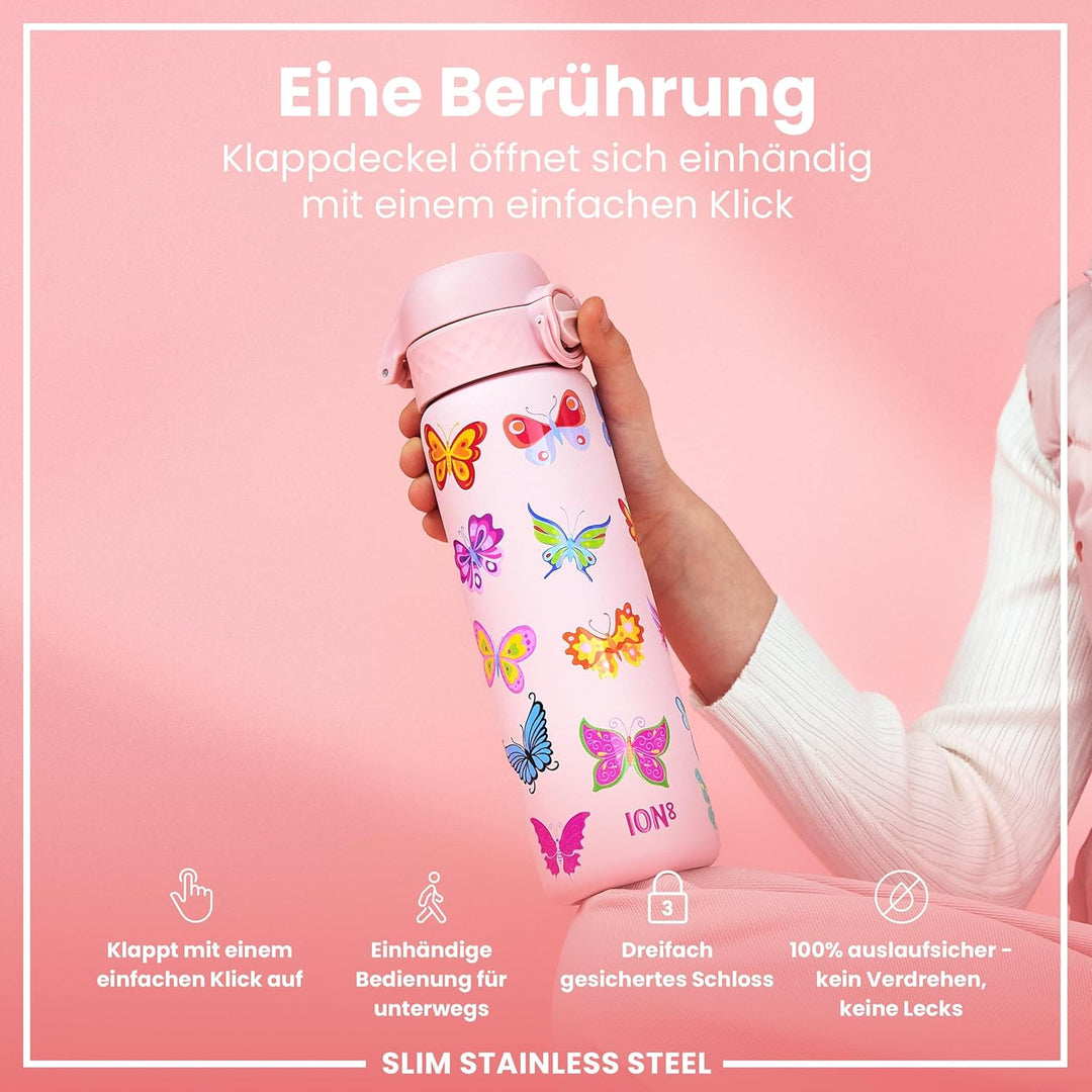 Ion8 Kinder Trinkflasche, Auslaufsicher, Einhandöffnung, Sichere Verriegelung, Spülmaschinenfest, BP