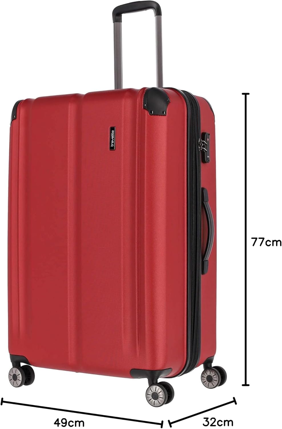 Travelite 4-Rad Koffer L mit TSA Schloss + Dehnfalte, Gepäck Serie City: Robuster Hartschalen Trolle