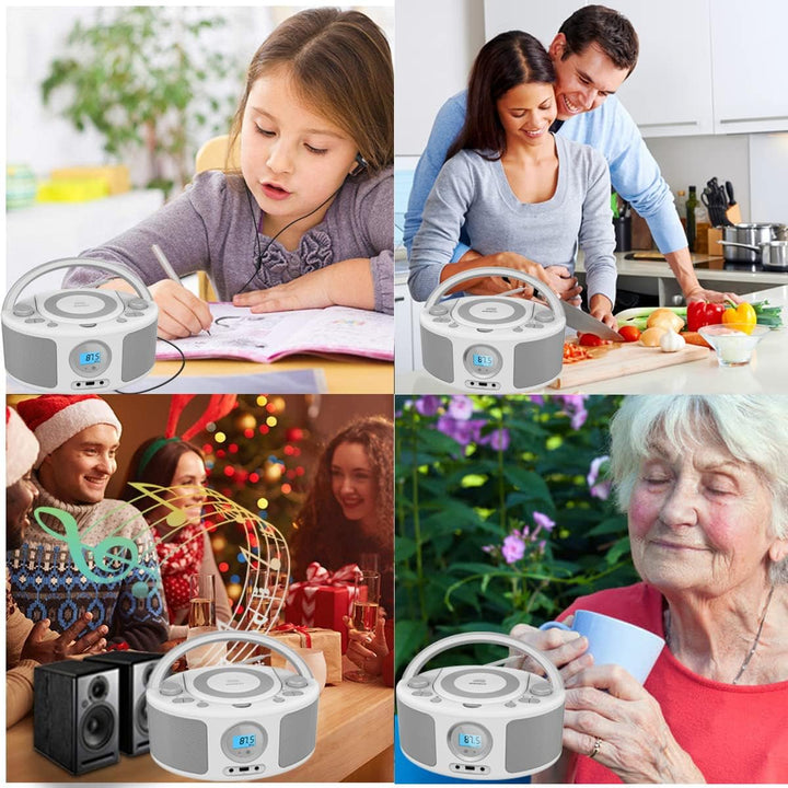 WISCENT Tragbares CD Radio (CD-Player, Boomboxen, UKW Radio, USB, Kopfhöreranschluss, AUX-In),CD Spi