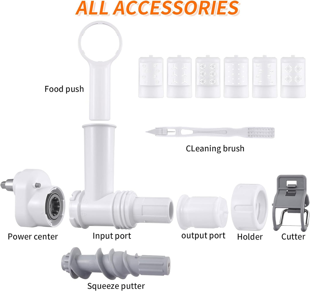 Pasta-Maker-Aufsatz für KitchenAid Standmixer, 6 verschiedene Formen von Nudelauslass, langlebige Pa