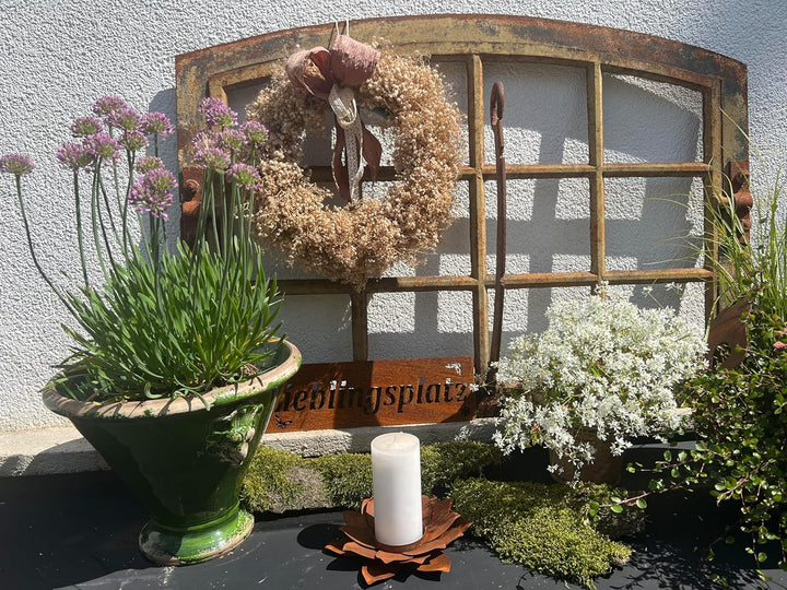 ecosoul 1 Stück Gartendeko Schild Wandschild Wanddekoration Wandtafel Lieblingsplatz Metall Rost Dek