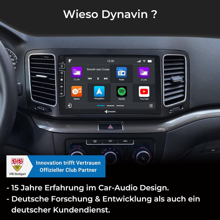 DYNAVIN Android Autoradio Navi für VW Sharan Seat Alhambra, 9 Zoll OEM Radio mit Wireless Carplay un