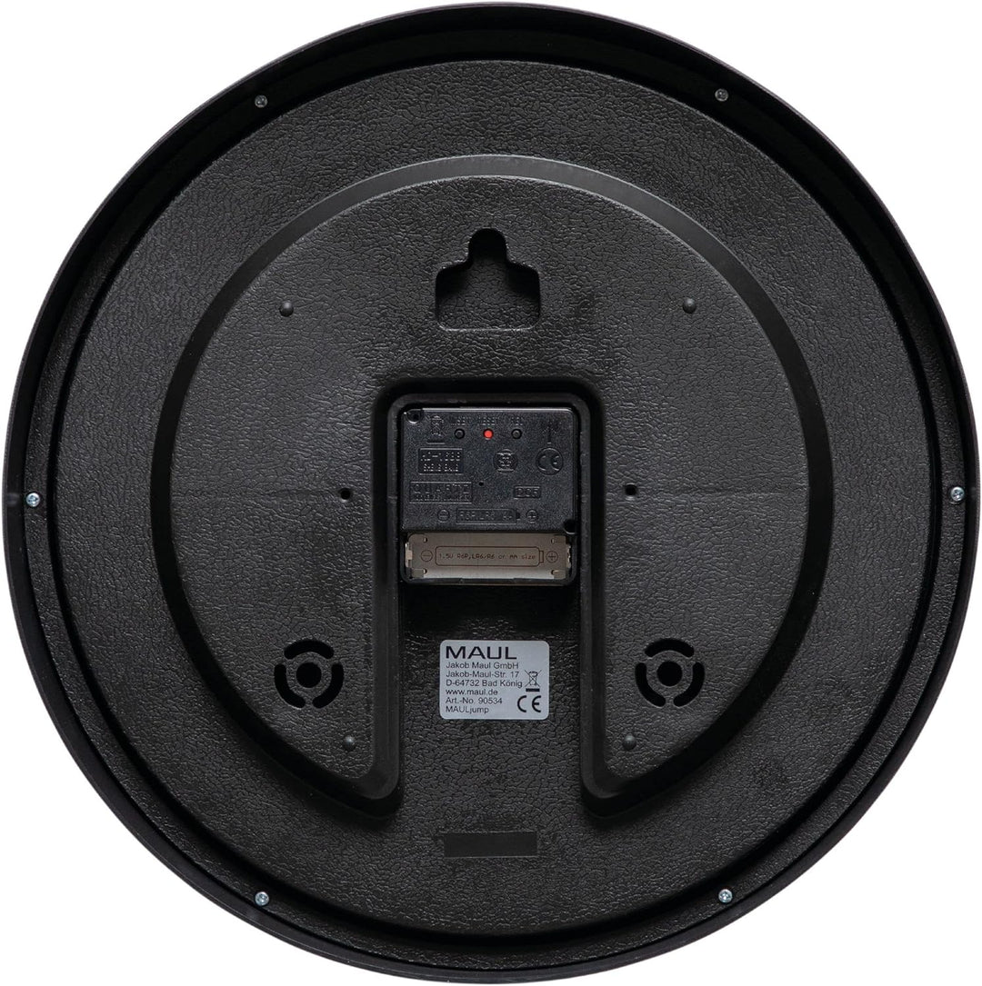 Maul Wanduhr MAULjump Ø 30,5 cm | stilvolle Funkuhr mit Mineralglas | automatische Zeiteinstellung |