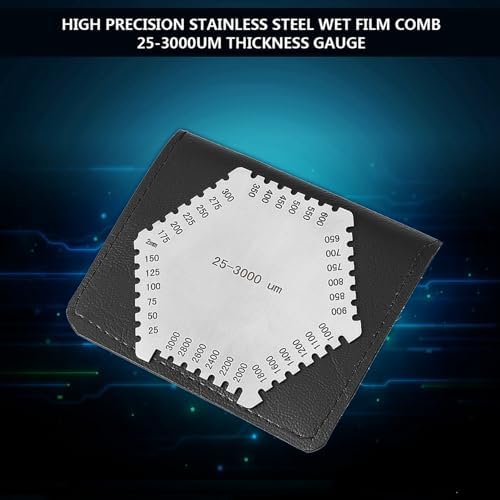 5 Stück Edelstahl-Nassfilmkamm 25-3000 um Dickenmessgerät mit Schwarzem Gehäuse, Zur Schichtdickenme