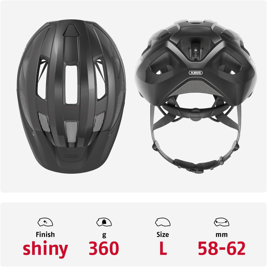 ABUS Rennradhelm Macator - sportiver Fahrradhelm für Einsteiger - auch für Zopfträger/-innen - für D