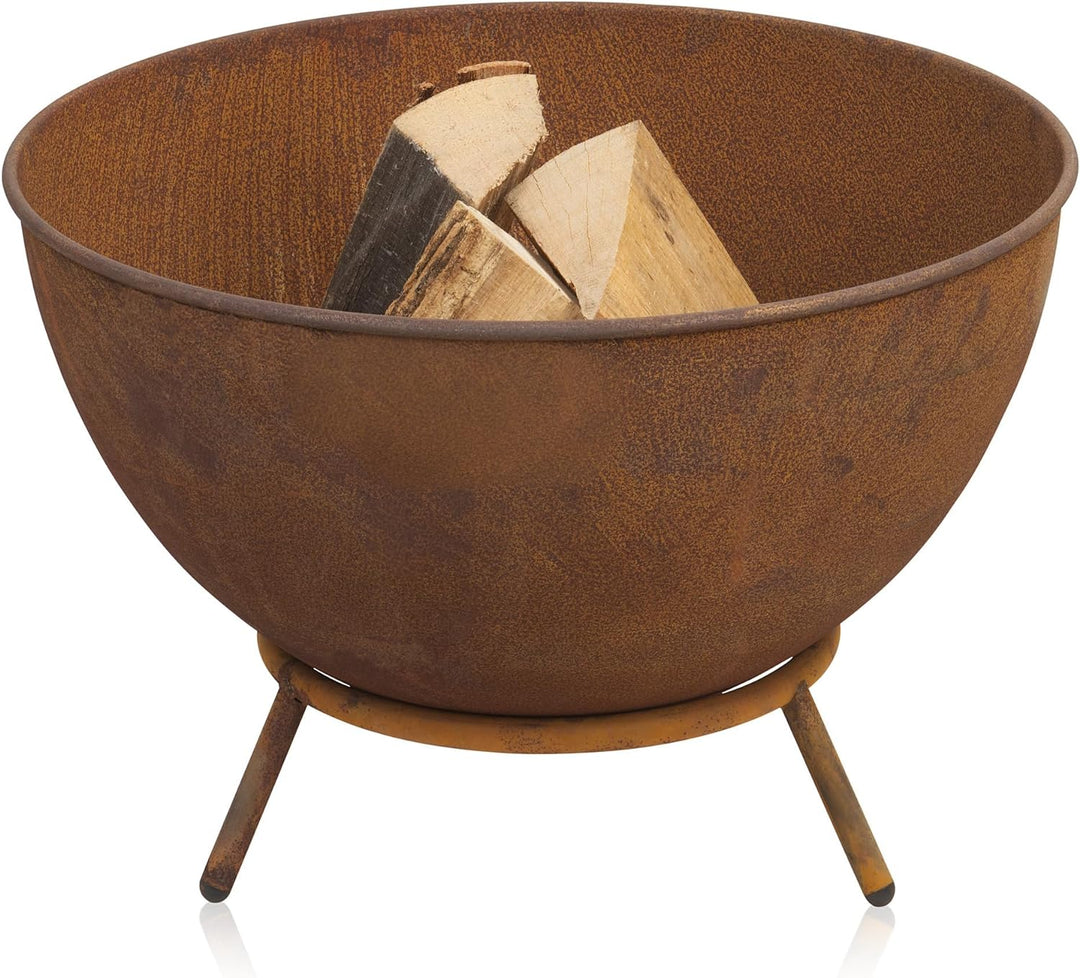 BBQ-Toro Feuerschale Ø 60 cm | Rostoptik | Kippbare Feuerstelle mit Dreibein Gestell | 3in1 Feuerkug
