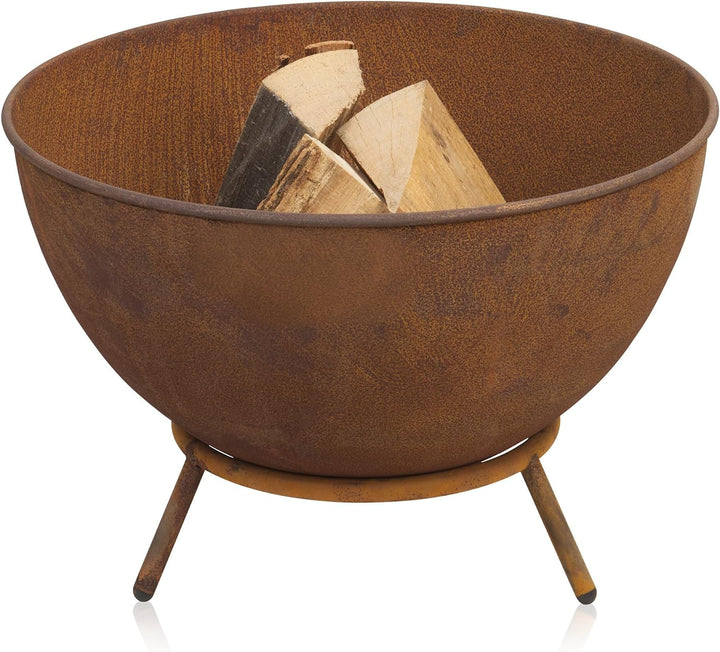 BBQ-Toro Feuerschale Ø 60 cm | Rostoptik | Kippbare Feuerstelle mit Dreibein Gestell | 3in1 Feuerkug