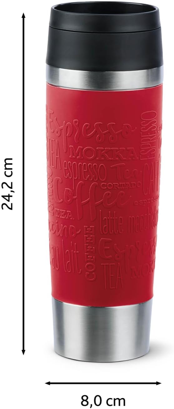 Emsa N20222 Travel Mug Classic Isolierbecher 0,5 Liter | neuer Komfort-Schraubverschluss | Edelstahl