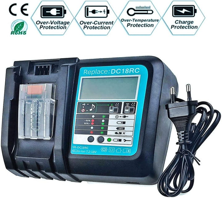 GOLEMON 2PCS 4000mAh BL1840 Akku BL1840B BL1830 BL1815 BL1850 + 3A Ladegerät für Makita DC18RC DC18S