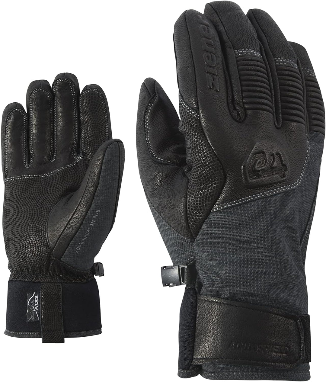 Ziener Herren Ganzenberg Ski-Handschuhe/Wintersport, wasserdicht, atmungsaktiv, Alpine Wool 8 grey i