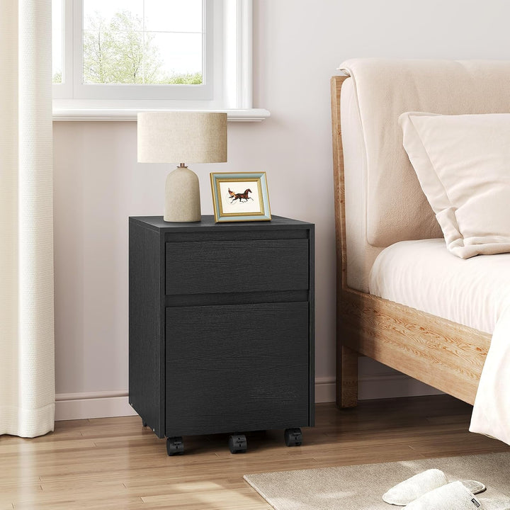 WOLTU Rollcontainer, Aktenschrank mit 2 Schubladen, mobiler Büroschrank, Schreibtisch Unterschrank,