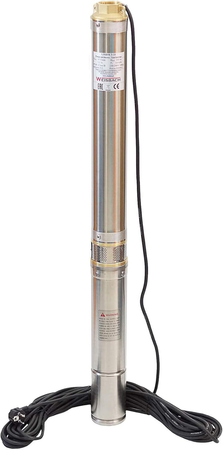 3,5" WEISBACH Tiefbrunnenpumpe 90mm sandresistent 0,8 kW 6300l/h 6,3 bar