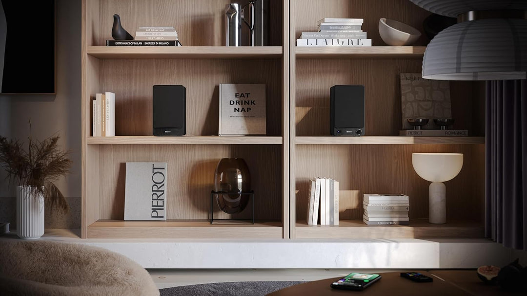 SHARP CP-SS30 2-Wege-Lautsprecher aktiv, 60 Watt (2x30 W) Holzgehäuse (Bluetooth 5.0, USB, Optisch,